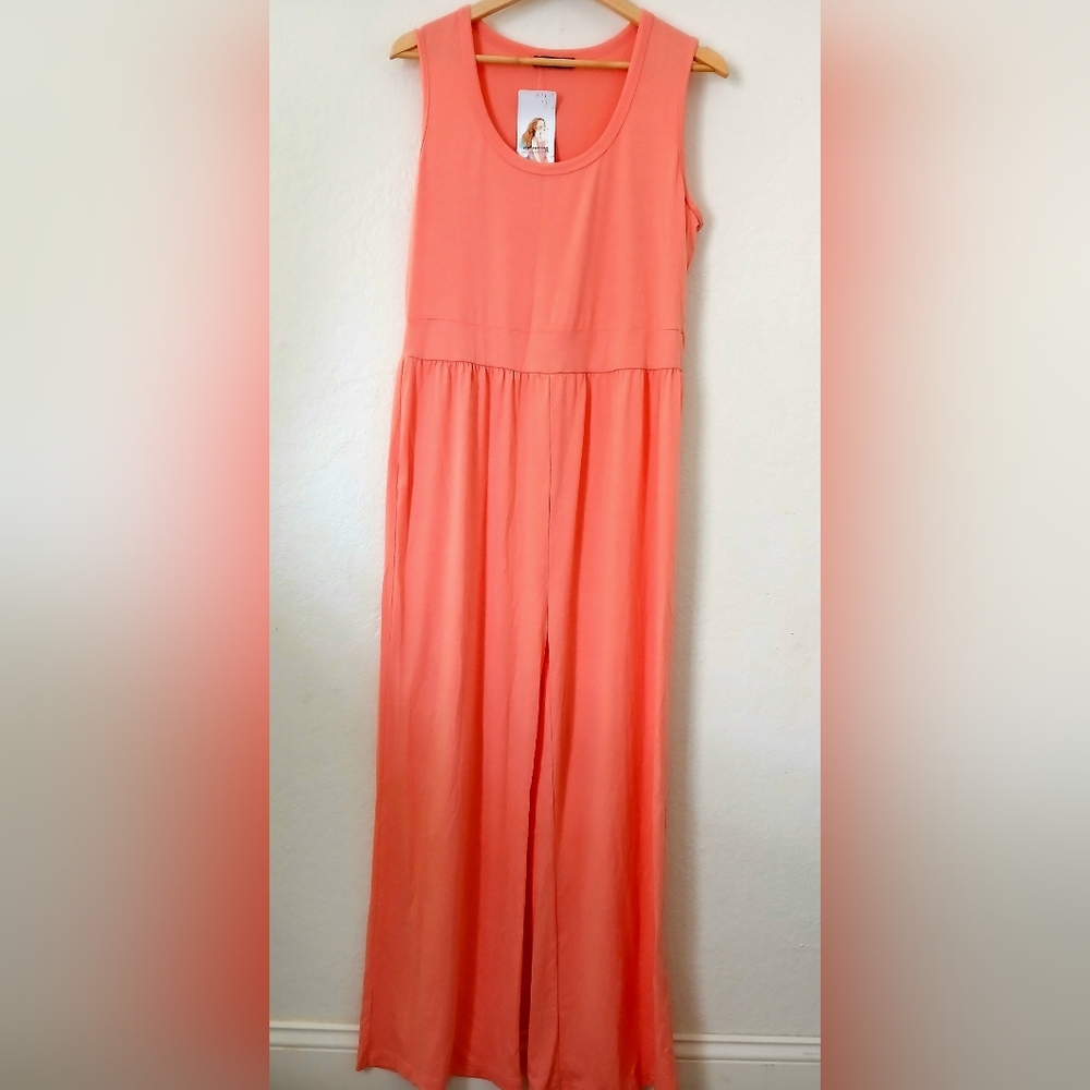 Pretty Garden Elastic Waist Jumpsuit Sleeveless Wide Legs  Spring 2026 Size  XL